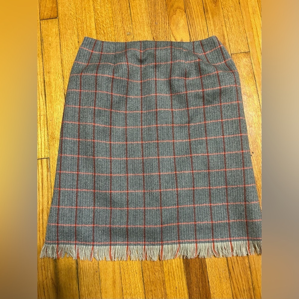 Harve Benard Sport Wool Knee Length Skirt Fringe Detail Women’s Size 14